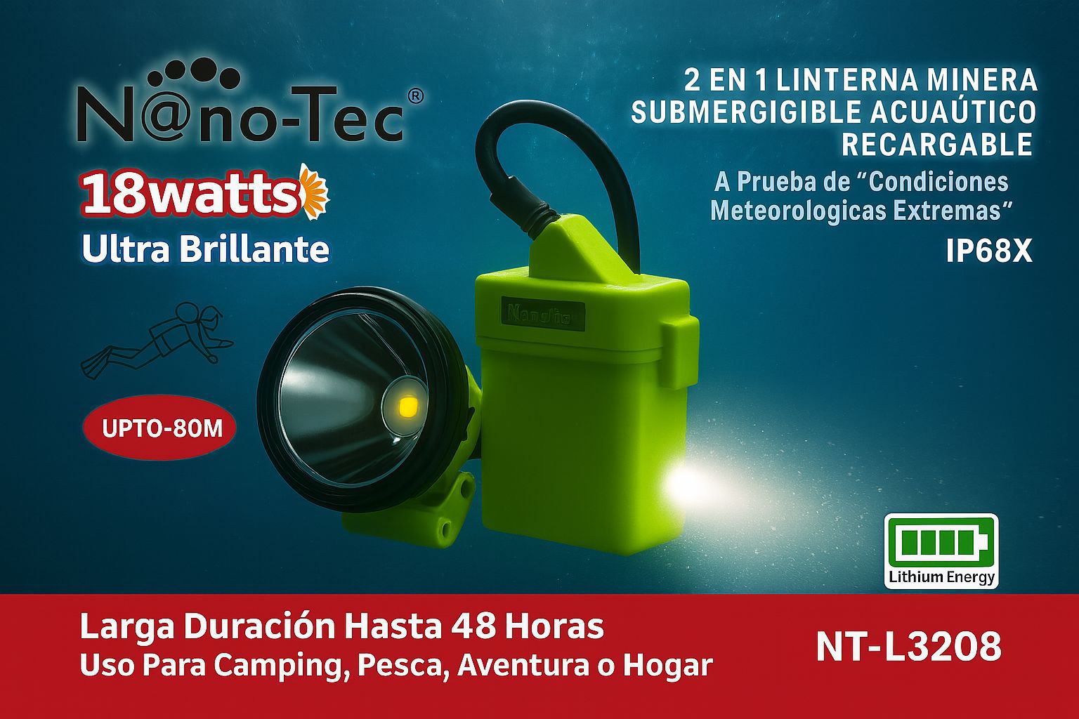 Miniatura 2 de LINTERNA MINERA SUMERGIBLE N@NO-TEC